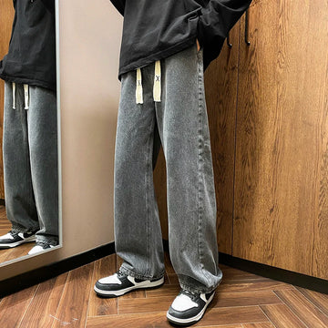 Aidase New Korean Fashion Men's Baggy Jeans Oversized Wide Leg Jeans Men's Spring Straight Elastic Waist Casual Streetwear Trousers 5XL aidase-shop